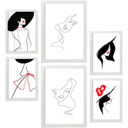 POSTER Set Mit 6 Serence Beauty 1 In Weibliche Zusammenfassung A3 & A4 Weißer Rahmen