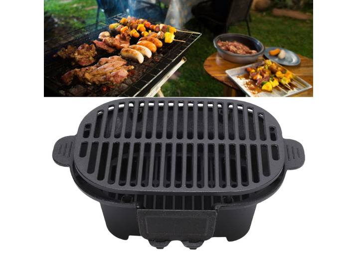 Grill Hibachi Extérieur Petit Grill au Charbon de Bois Portable en Fonte Japonais Yakitori Grill de Camping Poêle pour Barbecues en Jardin Pique-niques