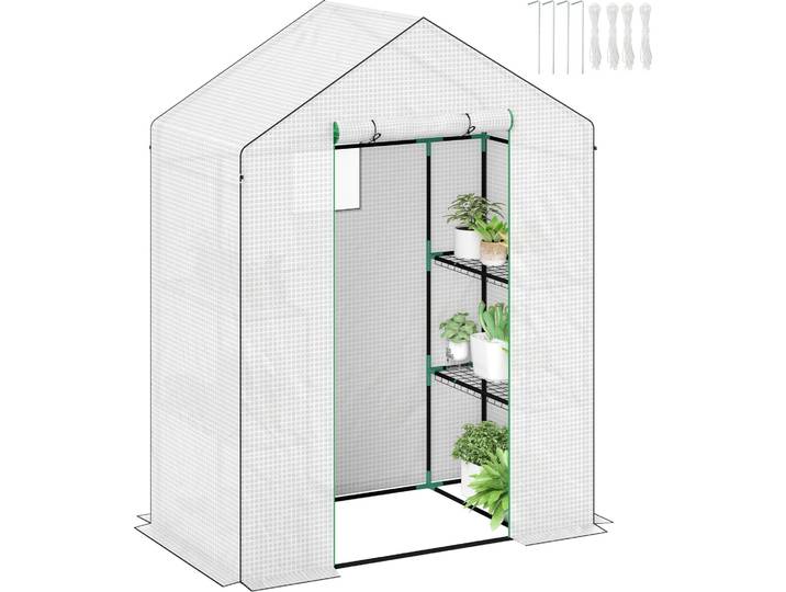 Outsunny Gewächshaus mit Rolltür, Fenster, Regale, winterfest Foliengewächshaus