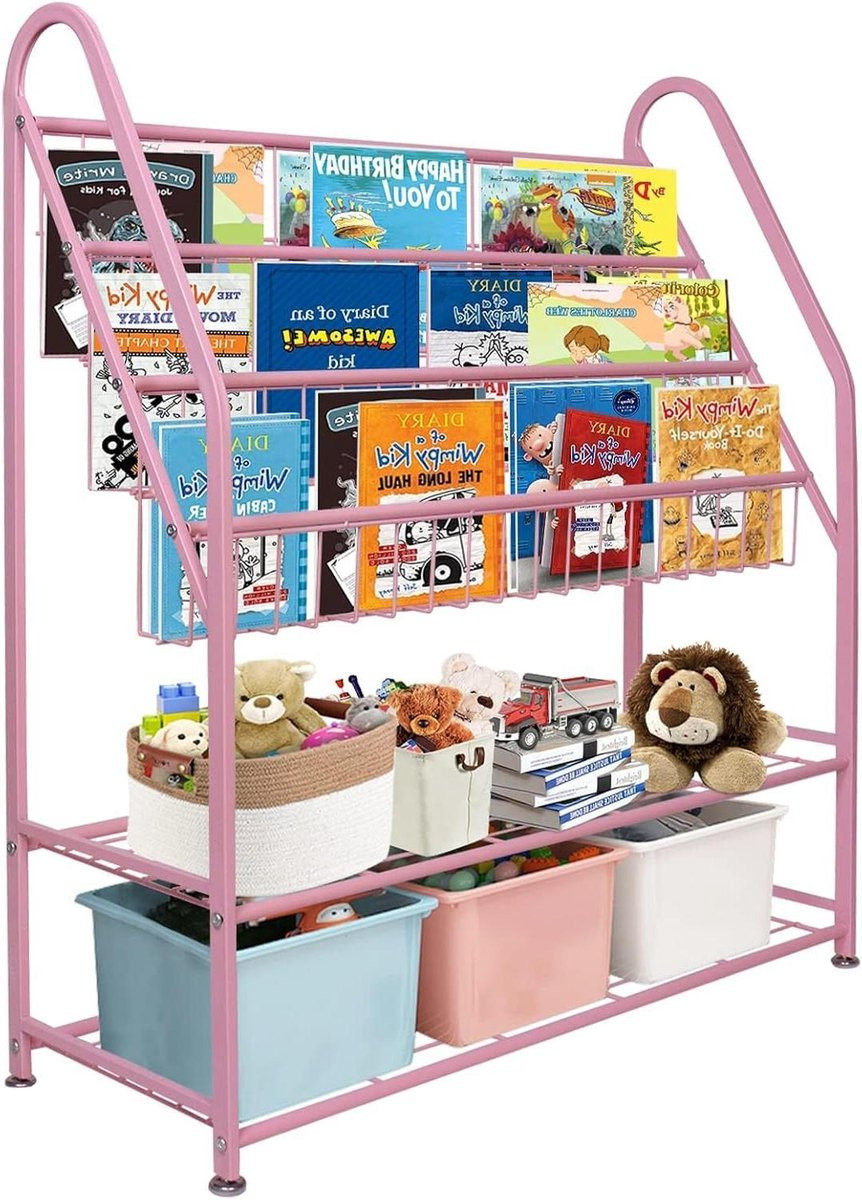 Roze Kinder Boekenplank en Boekenkast voor de Kinderkamer - B/D/H: 82 x 30 x 97 cm