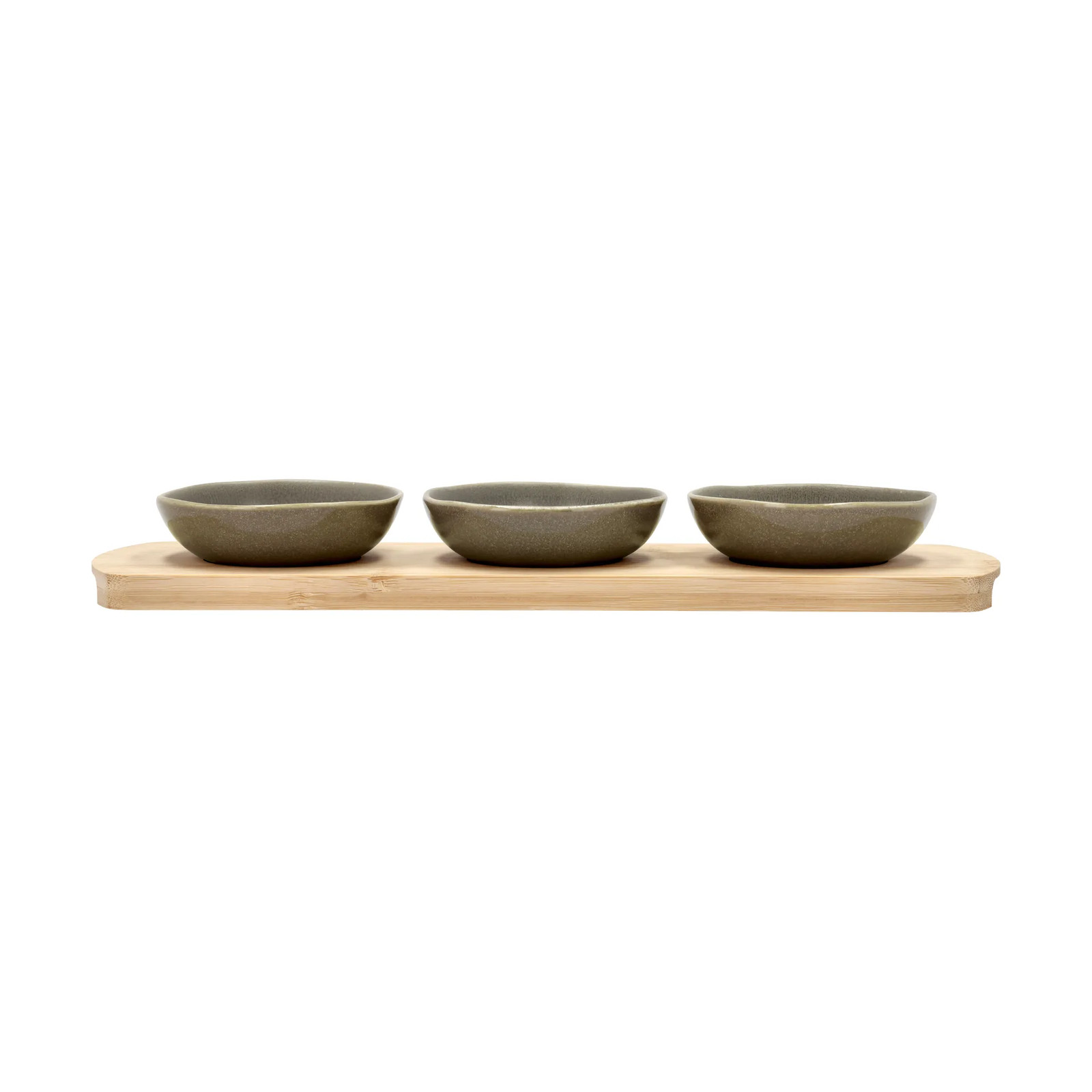 Villa Collection Shoku bamboe dienblad met 3 schalen Warm Brown