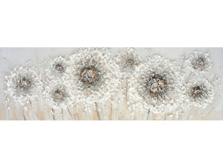 Ölgemälde BÖNNINGHOFF handarbeit BLUMEN 40x120 cm – Wandbild Kunst Deko modern , weiss (farbe bild(er): braun,weiß, grau, schwarz), B:120cm H:40cm T:2cm, Acrylfarbe, Canvas, Holz, Bilder, Ölgemälde, handgefertigt, jedes Bild ein Unikat