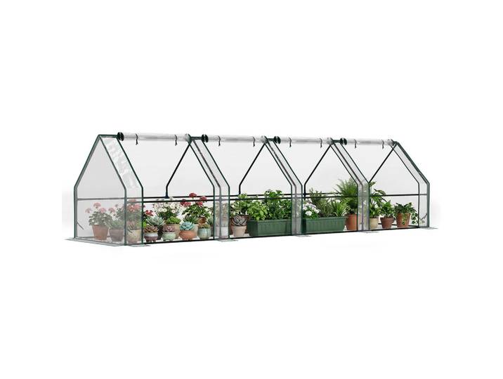ComfortXL Gewächshaus De-12042 mit 4 Fenstern Transparent, Kunststoff, 90x90x360 cm, Gartenzubehör, Gartenhäuser & Gewächshäuser