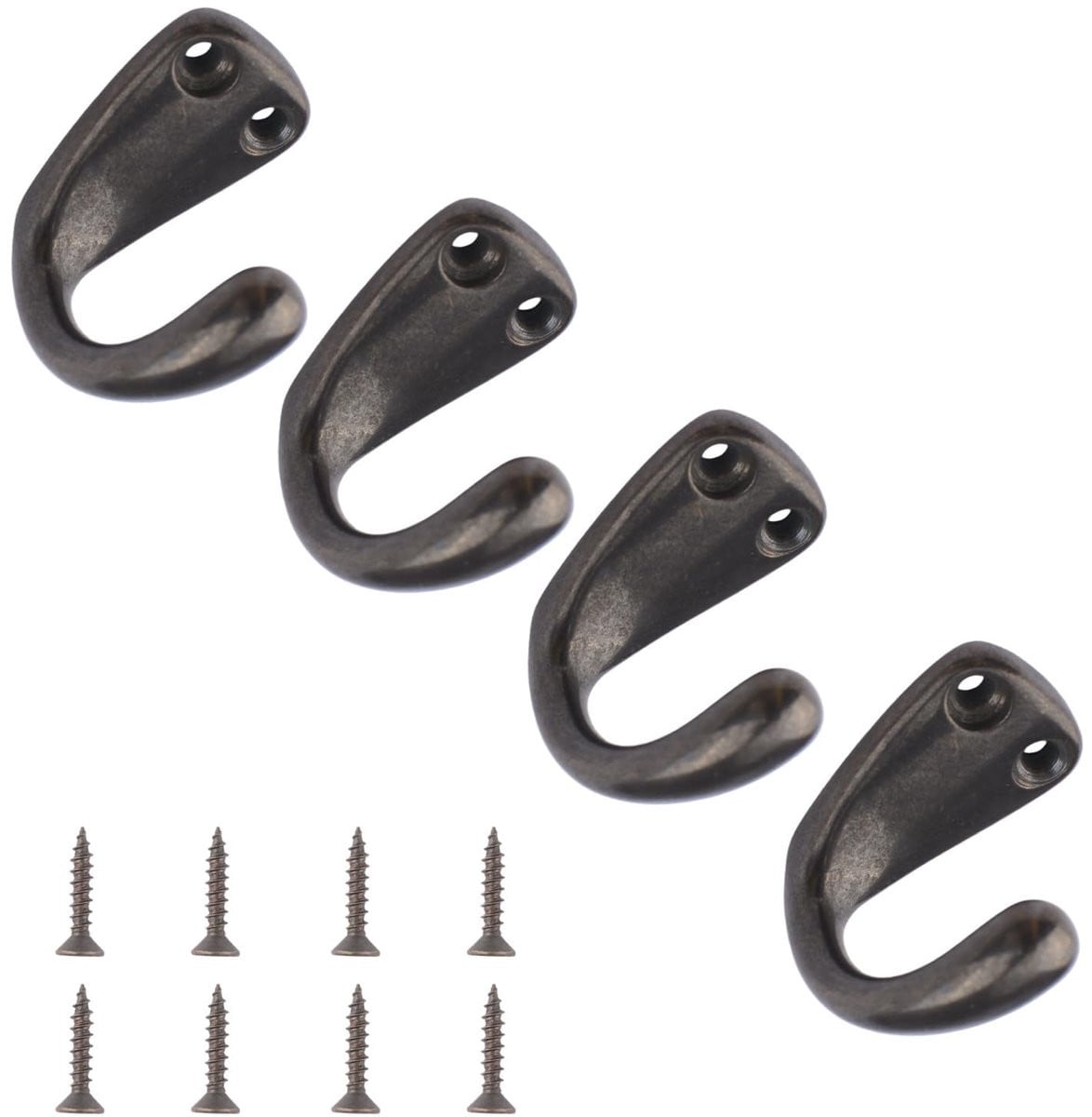 Omgoods Wandhaak Antiek Messing - 4 Stuks - Enkele Prong Decoratieve Haken