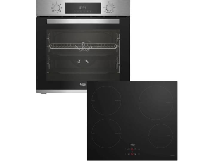 BEKO Backofen-Set BBSM12340X , Energieeffizienz: A, schwarz (edelstahlfarben, schwarz), Herdsets, Gleichmäßige Heißluft für perfekte Ergebnisse dank Aeroperfect, Backofen-Set