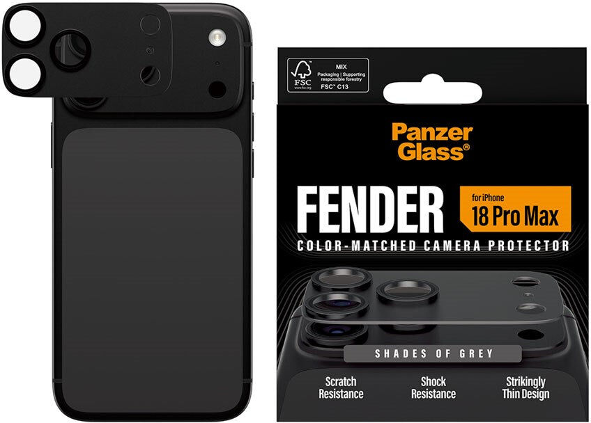 iPhone 18 Pro Max PanzerGlass FENDER Kamerabeskyttelse - Shades of Grey