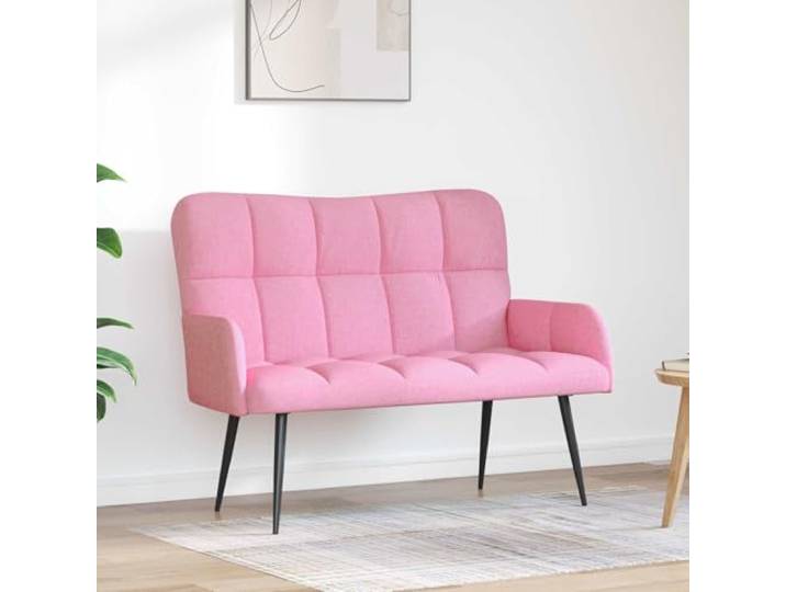 pokgdf 2-Sitzer Sofa Rosa 115 cm Stoff Polyesterbezug, Holzwerkstoff-Metall Rahmen, Wohnzimmer Schlafzimmer, Modernes Design