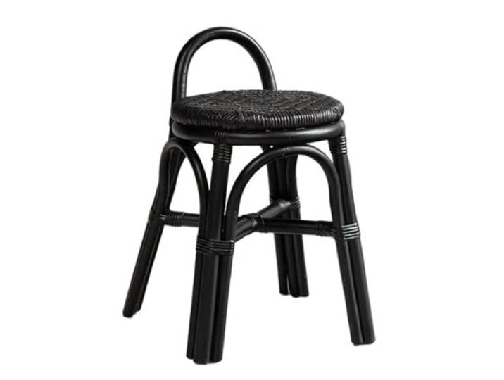 YANG11FAN Vielseitig Gewebter tragbarer Hocker, geeignet for den Schminktisch im Schlafzimmer, Foyer(Schwarz)