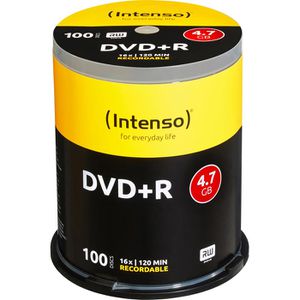 Intenso DVD-Rohlinge 4111156, DVD+R, 4,7 GB, 120 Minuten, bis zu 16-fach, Spindel, 100 Stück