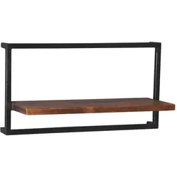 Wandregal 'Madras' 65x35 cm Massivholz, Metall Sheesham