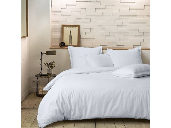 Housse de couette 240x260 cm Percale de Coton Blanc Nuage