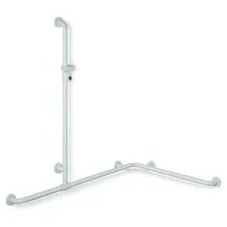 Hewi 801 Duschhandlauf 801.35.30033 1185/762 x 1100 mm, rubinrot, mit verschiebbarer Brausehalterstange