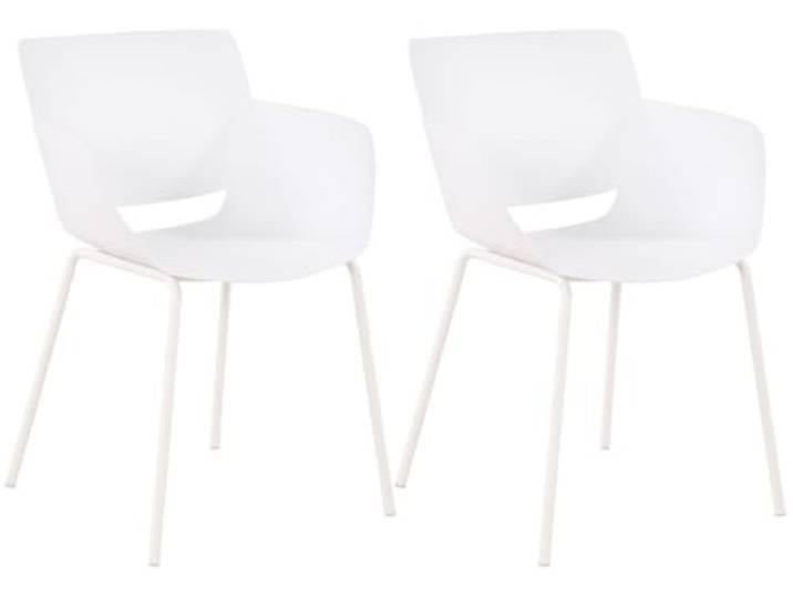 CLP 2er Set Gartenstuhl Alpena, Schalenstühle für Garten, Terrasse und Balkon, Sitzschalen wetterfest, Gestelle aus robustem Stahl, Farbe: weiß