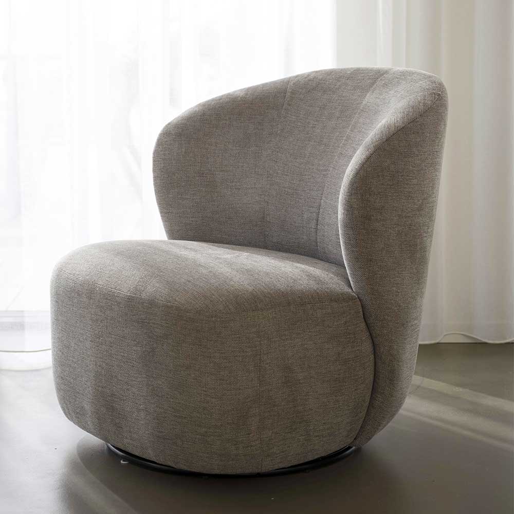 Pharao24.de Drehsessel Beige Stoff im Skandi Design das Wohnzimmer