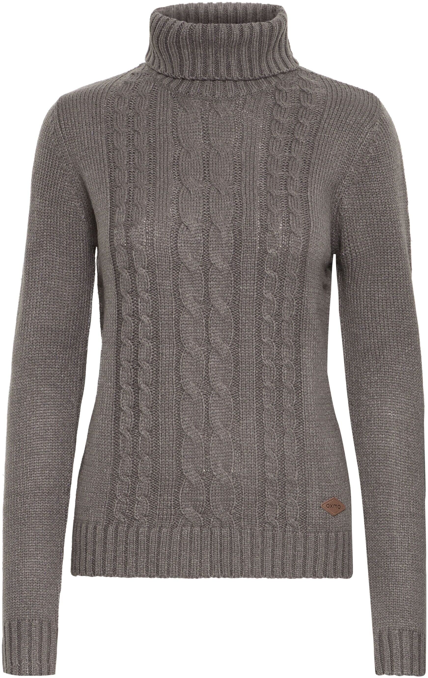 Rollkragenpullover OXMO "Rollkragenpullover OXCathy", Damen, Gr. M, grau (dunkelgrau), Obermaterial: 100% Polyacryl PAN., Pullover Rollkragenpullover