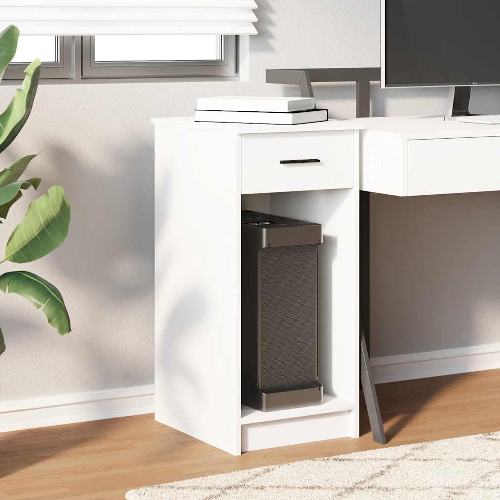 vidaXL Support de tour d'ordinateur avec tiroir blanc 35x45x77 cm