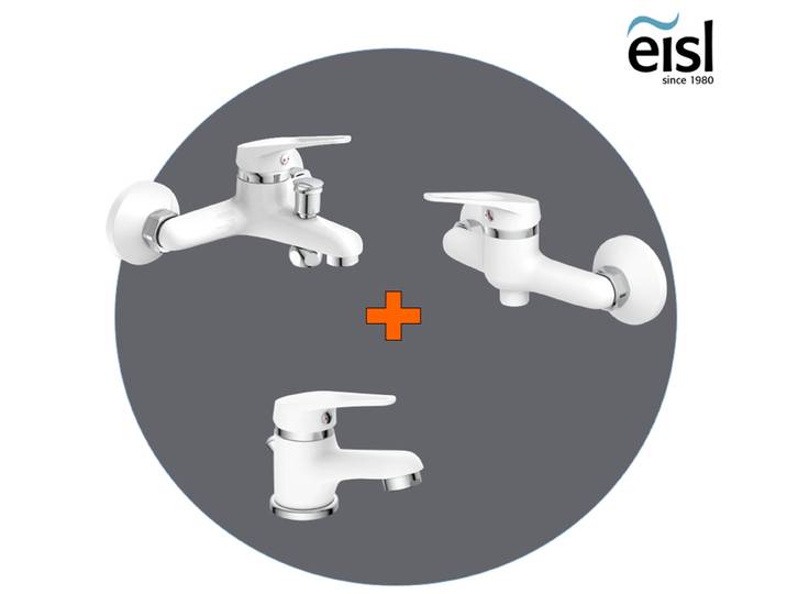 Badarmatur EISL 3-teilige Serie SPEED , weiss (weiß), Messing, Armaturen, Badarmatur, geräuscharm, Marken-Mischdüse