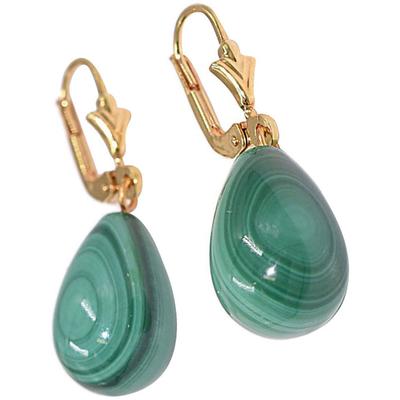 Paar Ohrhänger FIRETTI "Schmuck Geschenk Silber 925 Ohrschmuck Ohrringe Tropfen Edelsteine", gold (gelbgoldfarben, grün, grün), Ohrringe, Damen, Silber 925 (Sterlingsilber), Made in Germany - mit Malachit