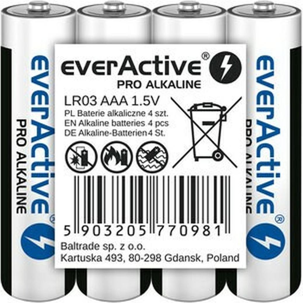 everActive Pro Alkaline AAA / LR03 batterijen, 4 stuks