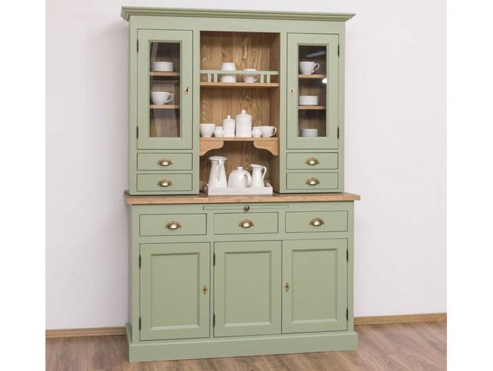 Romantischer Küchen-Buffetschrank im Landhausstil - grün, braun