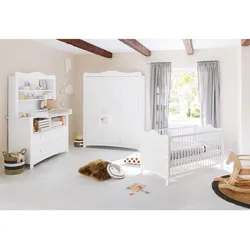 Pinolino 3-tlg. Babyzimmer Florentina extrabreit groß, inkl. extrabreitem Regalaufsatz, weiss