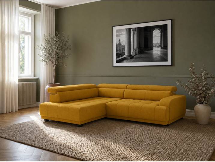foamnova Ecksofa Roermond, B 270 cm, mit Ottomane und Relaxfunktion, Kopfstützen für mehr Komfort verstellbar, modernes Design