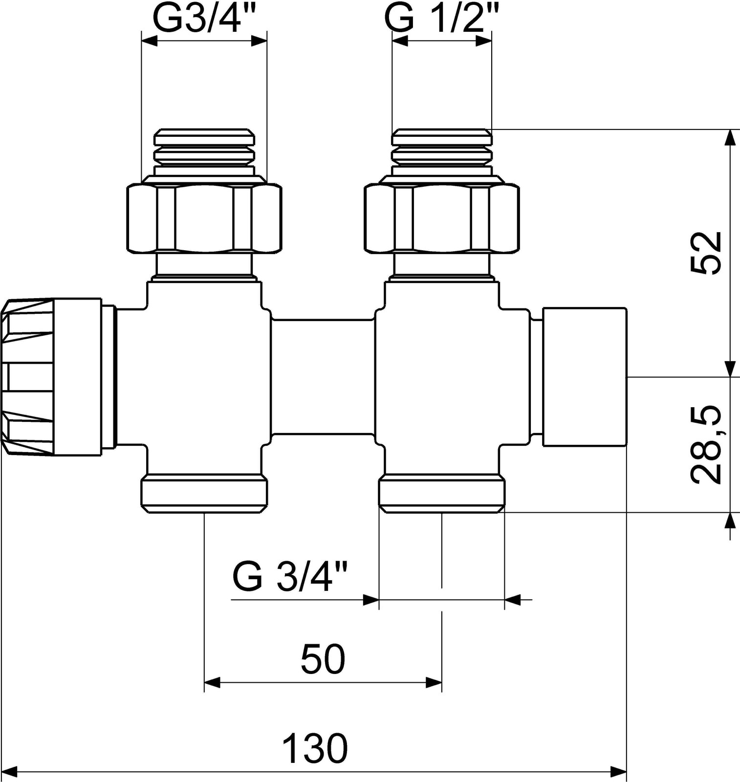 Schlösser Js Duoplex Combinatiekraan, Voorgespand, Wit, Dn15, 1/2"