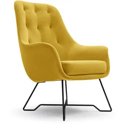 SESSEL SEDUTA, Modern Polstersessel Loungesessel, Velours-Stoff Gelb