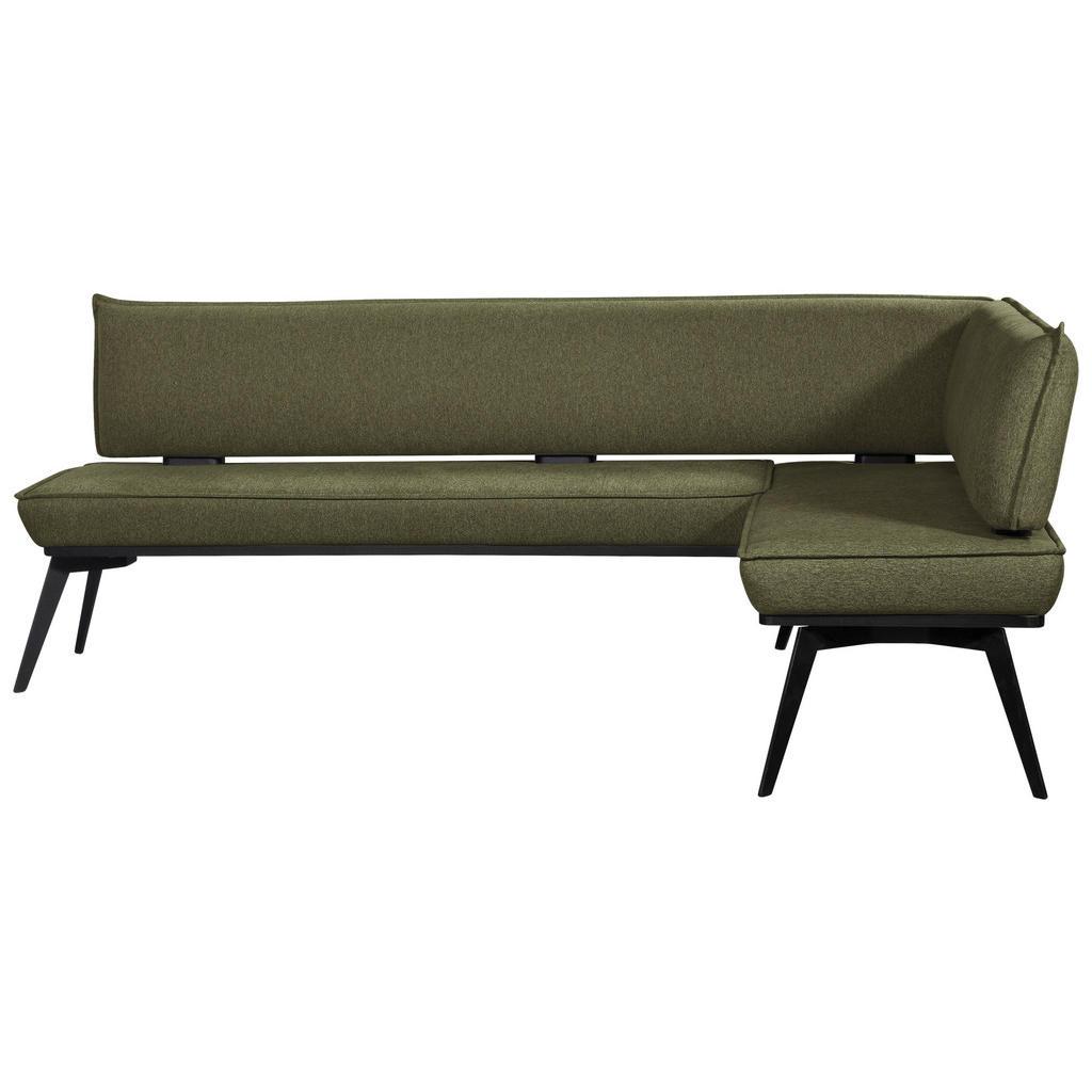Carryhome Eckbank, Olivgrün, Schwarz, Textil, Metall, Holz, Buche, massiv, Eckteil, 195x165 cm, Stoffauswahl, Esszimmer, Bänke, Eckbänke