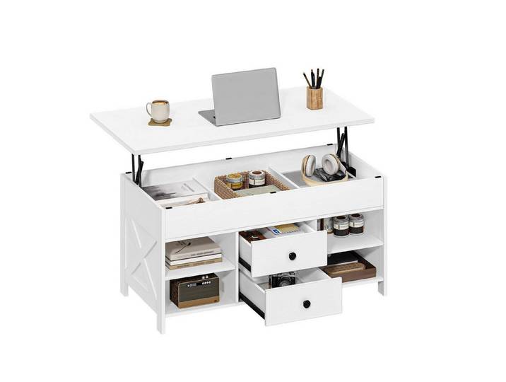LuxusKollektion Couchtisch Höhenverstellbarer Couchtisch weiß (1-St)