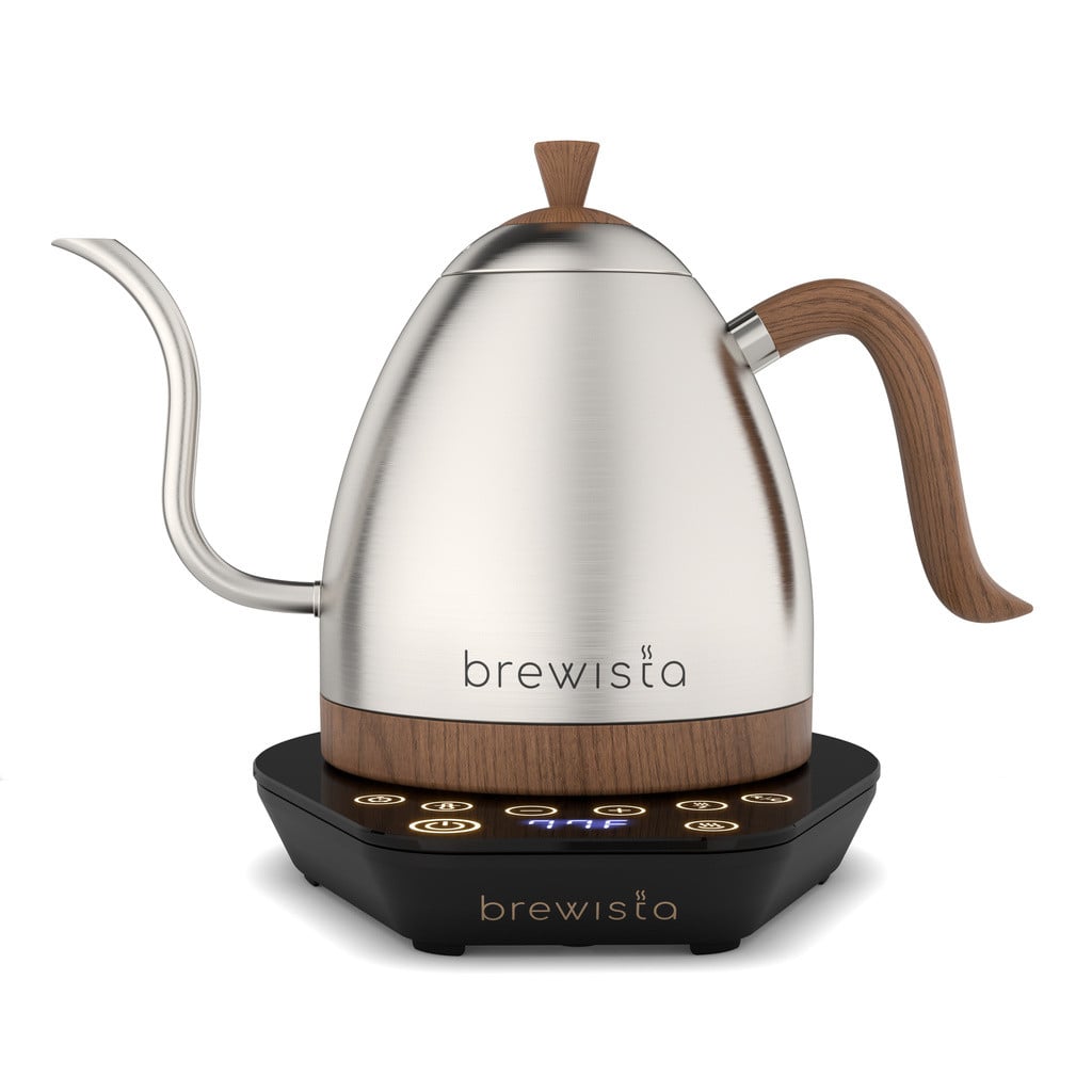 Brewista Artisan Elektrische Waterkoker van Roestvrij Staal met Temperatuurregeling en Zwanenhalsuitloop, 1,0 l, Zilver