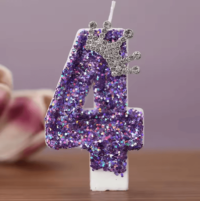 Inspire Curations Princess Crown Number Birthday Candle Number Birthday Candle Purple Princess Cake Candle For Birthdays & Celebrations purple 4