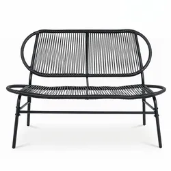 COSTWAY Gartenbank Polyrattan, Sitzbank wetterfest, 2‐Sitzer Balkonbank bis 300kg belastbar, Terrassenbank für Garten, Balkon & Terrasse 118x68x79cm