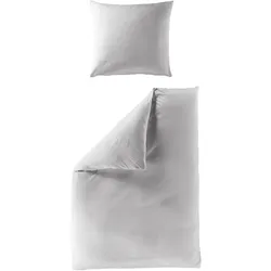 Bettwäsche Mako-Satin silber ( 240x220cm, mit 2 Kissen) - 155x220cm, mit 1 Kissen