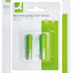 Q-Connect® KF15164 Akku-Batterien Rechargeable - Micro/AAA/HR03, 1,2 V, 2 Stück