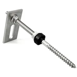 Edelstahl-Stockschraube höhenverstellbar inkl. Adapterblech Wellethernit + Blechdach