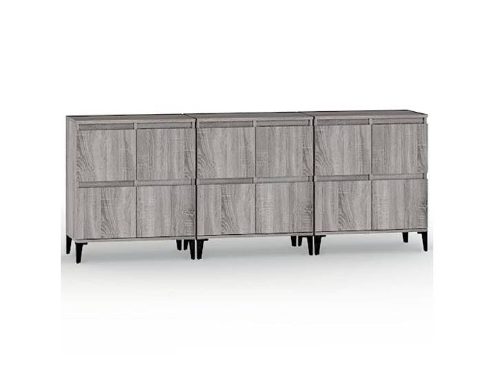 HGFDVCMR Sideboard 3er Set Grau Sonoma 60x35x70 cm Kommode Vielseitiges 3er Set Beistellschränke aus Pflegeleichtem Holzwerkstoff für Wohnzimmer und Schlafzimmer mit 4 Fächern.