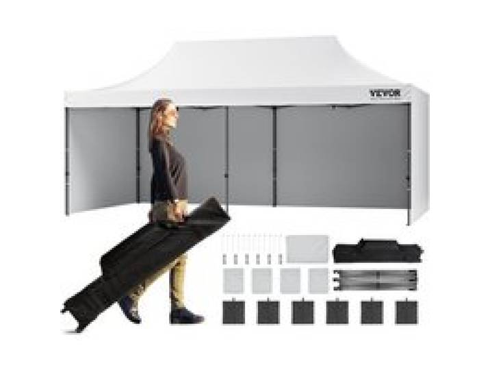 VEVOR Pavillon 304,8x609,6x320cm Gartenzelt 500D PU-Silber-Gewebe Faltpavillon höhenverstellbar inkl. Aufbewahrungstasche Partyzelt 12-16 Personen Pop up Zelt Gartenpavillon für Campingausflug