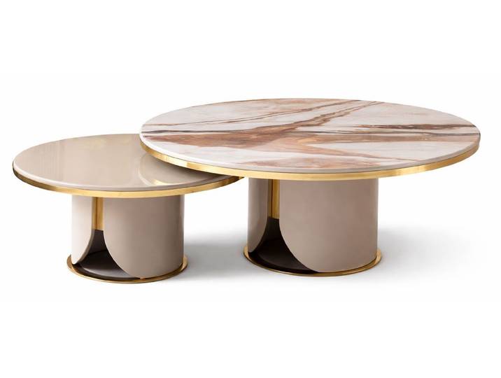 JVmoebel Couchtisch Beiger Couchtisch runder Holztisch Wohnzimmertisch Designermöbel, Made in Europa
