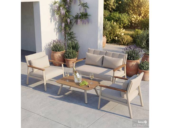 Loungeset Auri 4-teilig Beige/Beige