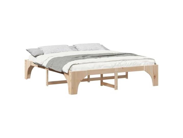 PUGYNBK Bettgestell Braun 180 x 200 cm Kiefer massiv Lattenrost, fester Stand, modernes Design, ohne Lattenrost, einfache Reinigung