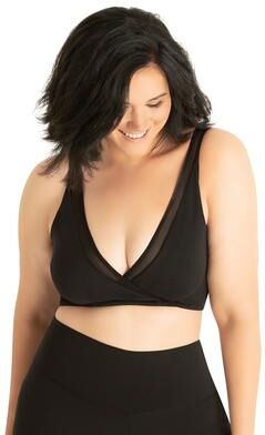 Plus Size Women's The Charlene Seamless Comfort Crossover with Mesh by Leading Lady in Black (Size L)