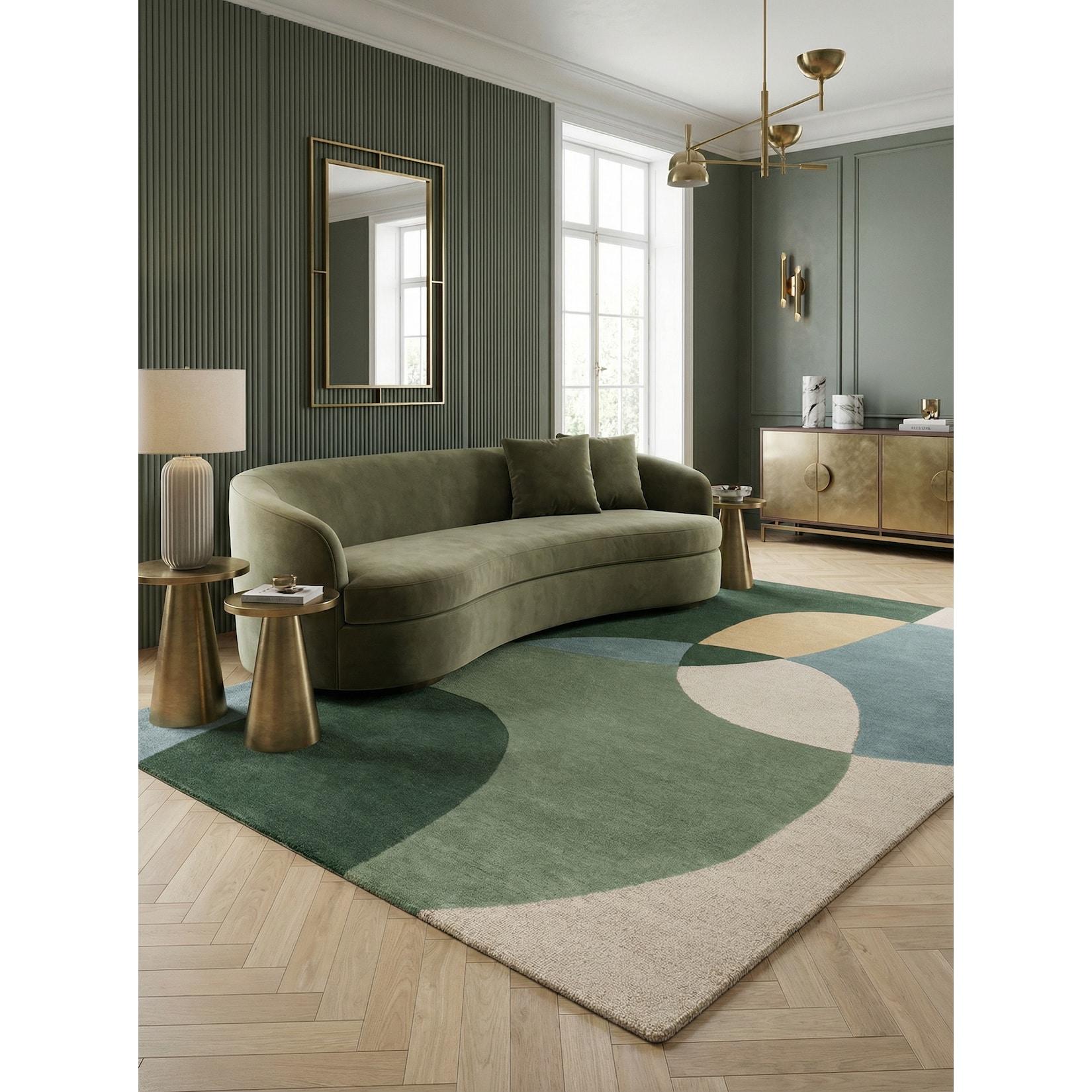Wollteppich abstrakt Grün-Blau 120 x 170 cm - AIRE Kadima Design