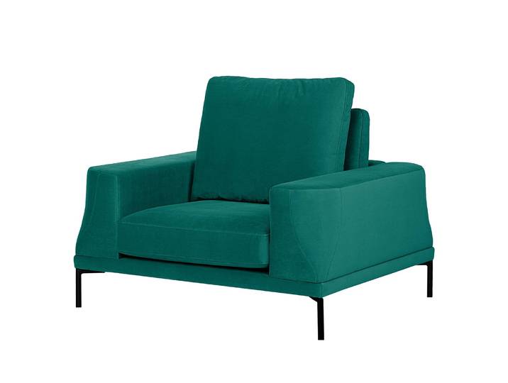 home24 XXL-fauteuil groen/donkergroen velours Vaia 125 x 95 x 110cm