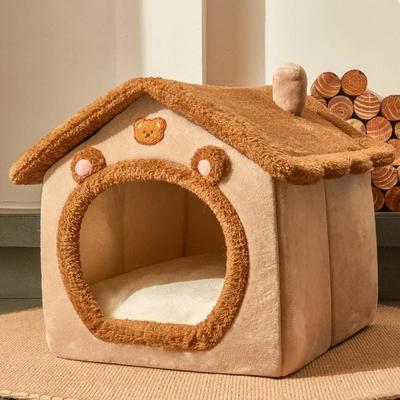PetsAreLife Pet Products Winter Folding Houses, Puppy Baskets, Mattresses For Small And Medium Dogs, Winter Kennels brown Bear s
