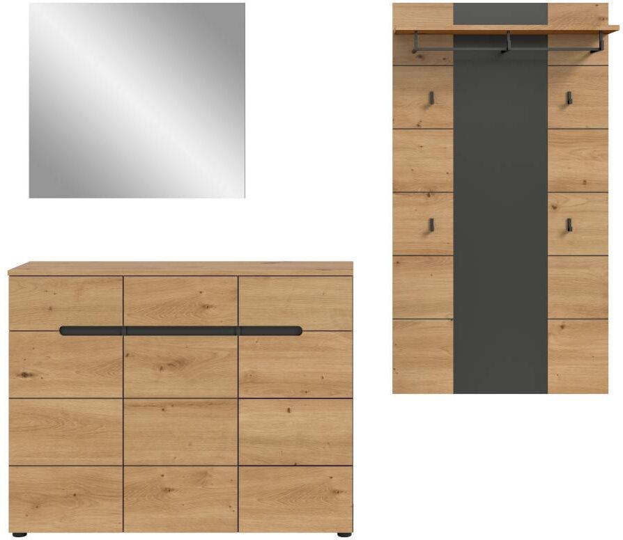 Pharao24.de Flurgarderobenset Dielenmöbelset Zeitloses Design Umfangreicher Stauraum (zweiteilig)