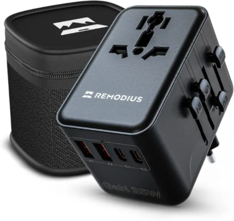 Wereldstekker - Universele Reisstekker voor 220+ landen - Fast Charging - 2x USB-C & 2x USB A - Reisadapter - Remodius®