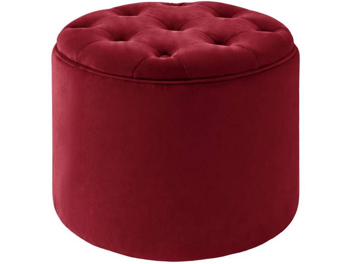 CLP Sitzwürfel Samt Rot, Holz, 44x42x44 cm, Wohnzimmer, Sessel, Hocker & Hockerbänke, Sitzwürfel