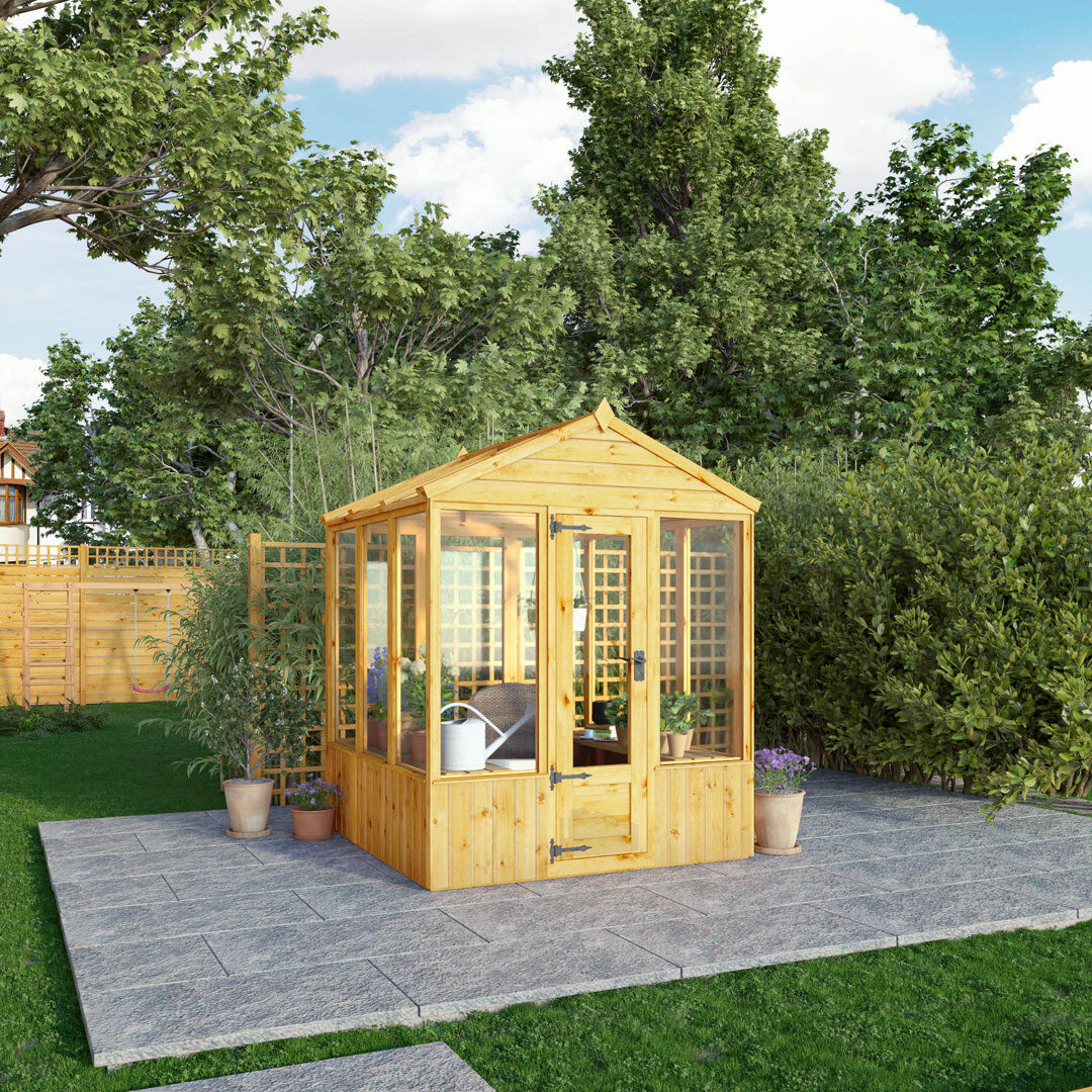 Mercia Garden Products Mercia Premium Woodsman Wooden Styrene Greenhouse Clear;Beige;Brown 229cm H x 187cm W x 191cm D