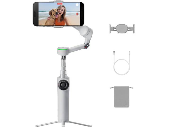 Insta360 Flow 2 Pro-pakket grijs - opvouwbare AI-smartphonegimbal, volgfunctie in 200+ apps met DockKit, AI-volger, volgfunctie voor meerdere personen, 360°